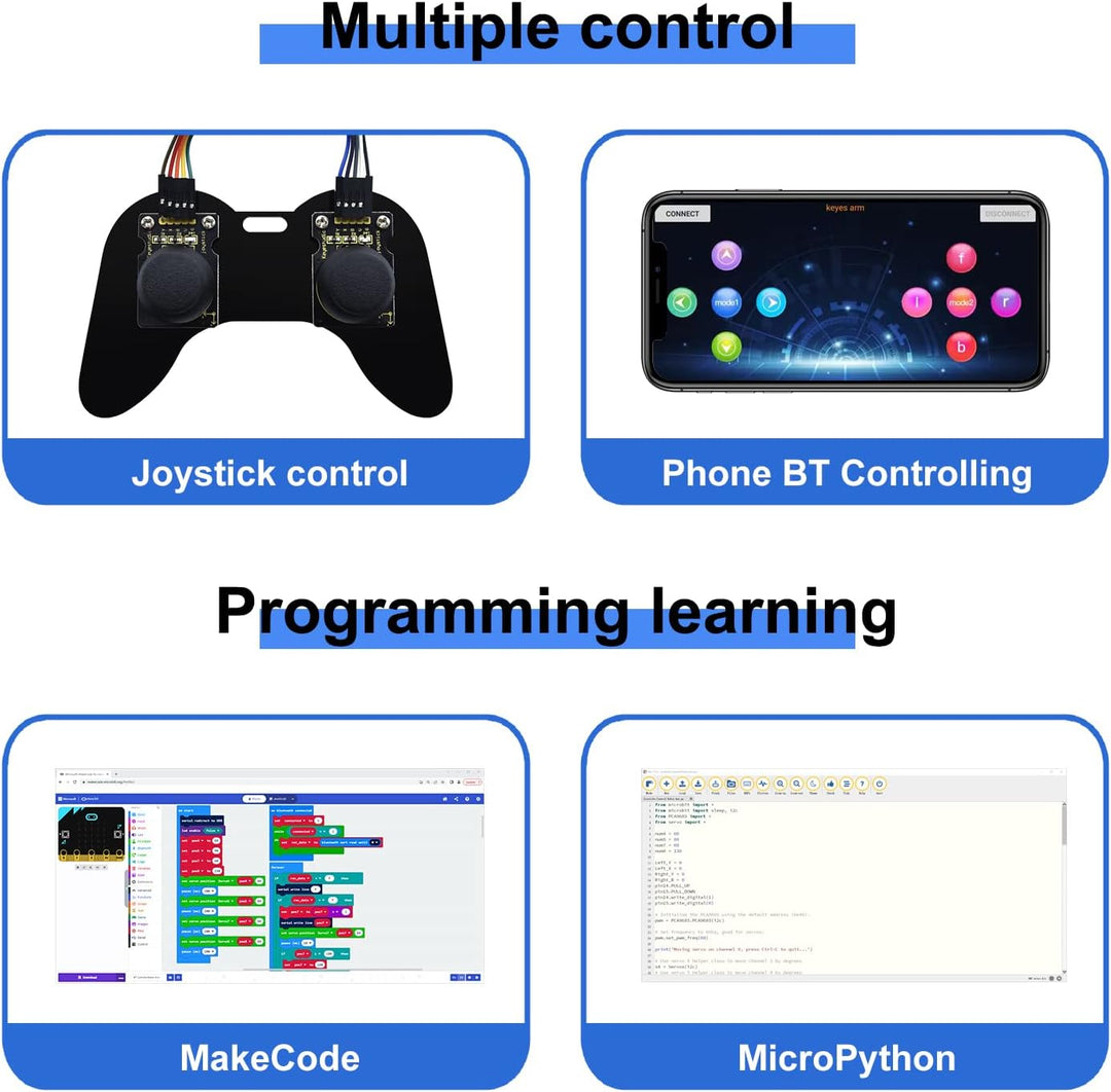 KEYESTUDIO 4DOF Robot Arm Kit (Exclude Microbit V2) Compatible with BBC Micro:bit V2, DIY Robot Kit