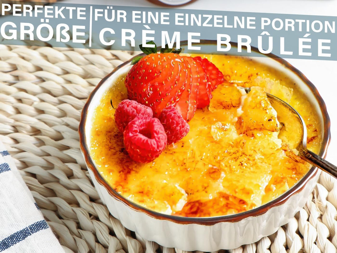 ONEMORE 6x Creme Brulee Schälchen, 177 ml Soufflé Förmchen aus Keramik, 11.4 cm Souffleeförmchen Bac