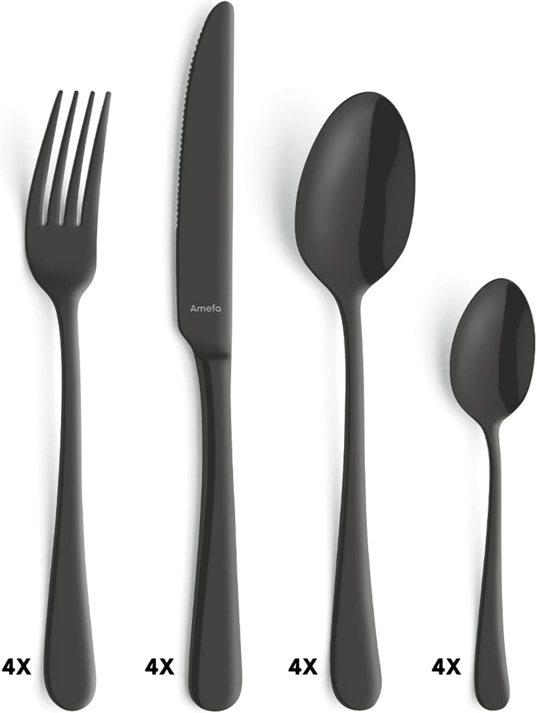 AMEFA AUSTIN Besteck Set 4 Personen (schwarz) | 16-teilig | Besteck Set schwarz aus rostfreiem Edels