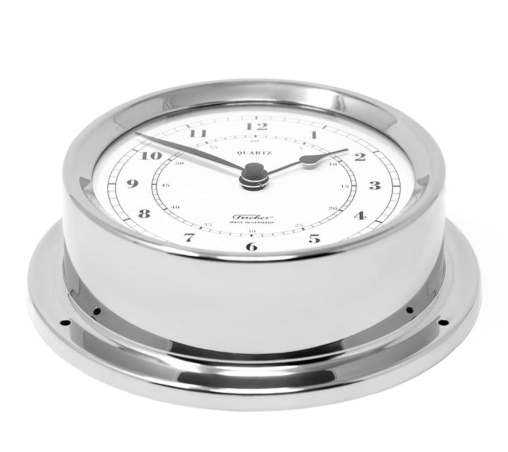 Fischer 1508U-47 - Maritime Quarz-Uhr - 125mm Messgerät mit verchromten Messing-Gehäuse Made in Germ