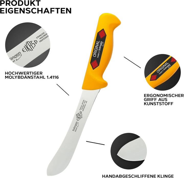 EIKASO Solingen Messerset 3 Teilig Schlachtermesser Set Metzgermesser mit ergonomischen Griff aus Mo
