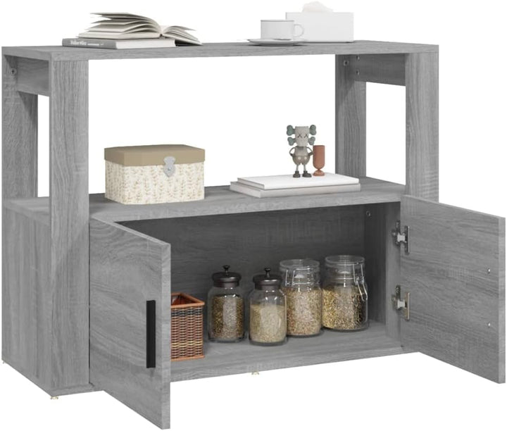 FIRBNUS 80x30x60 cm Seitenschrank mit Ablage und Türen Beistellschrank Schubladenschrank Lowboard La