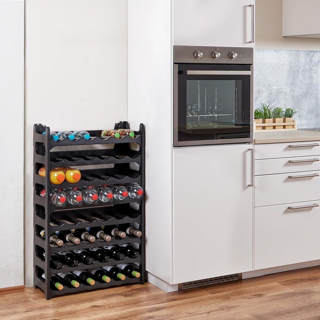 Grizzly Weinregal – modulares und stapelbares Design für 48 Flaschen, Weinregal, Schwarz