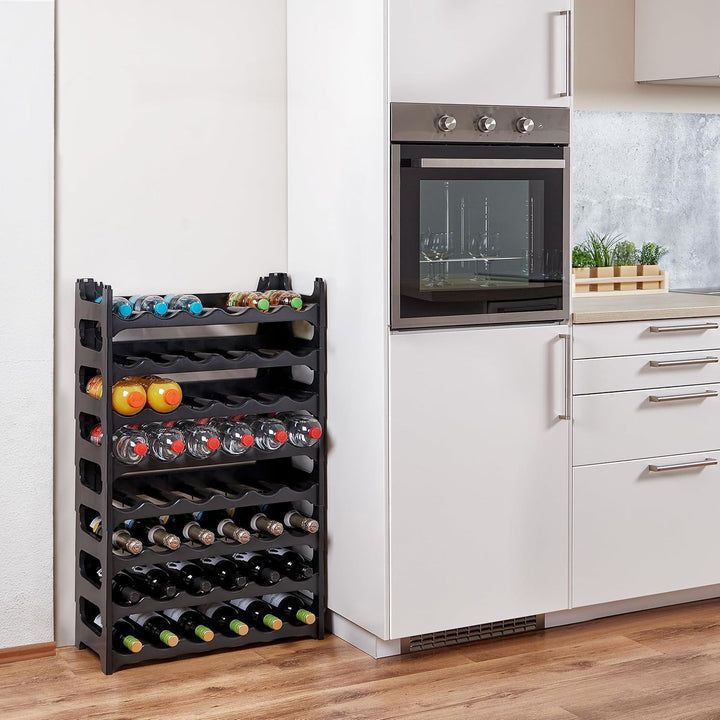 Grizzly Weinregal – modulares und stapelbares Design für 48 Flaschen, Weinregal, Schwarz
