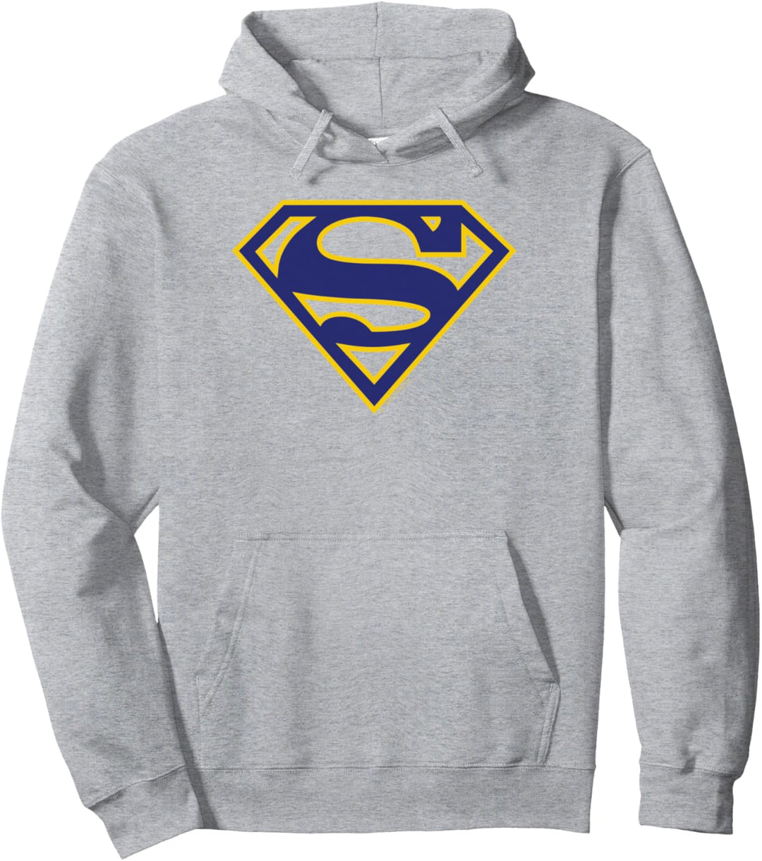 Superman Maize & Blue Shield Grey Pullover Hoodie