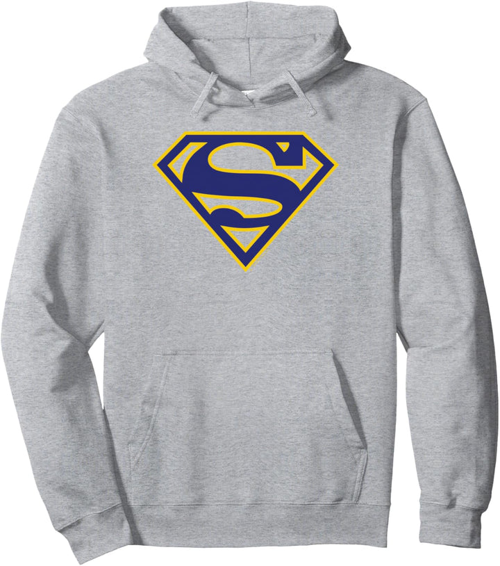 Superman Maize & Blue Shield Grey Pullover Hoodie