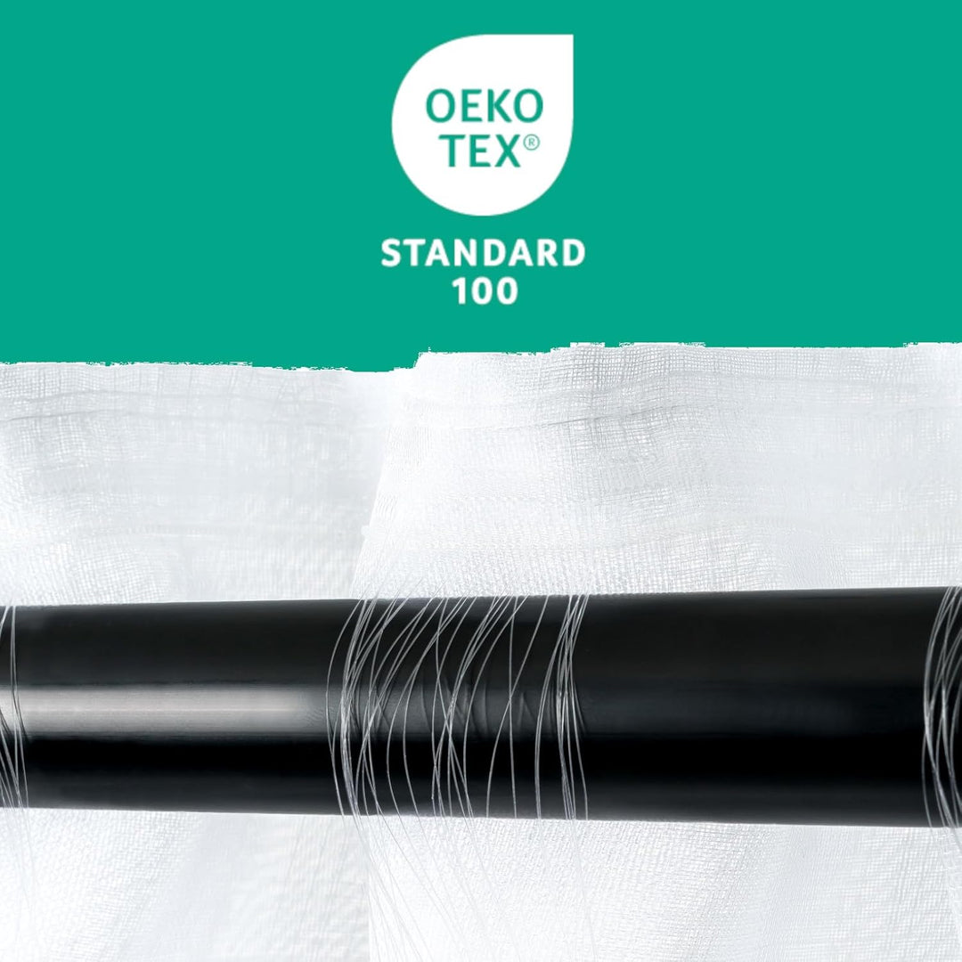 Moon 2er Pack Vorhang Ronny Gardine, Schlaufenvorhang ca. 260x140 cm mit Ausbrenner Äste Motiv - wei