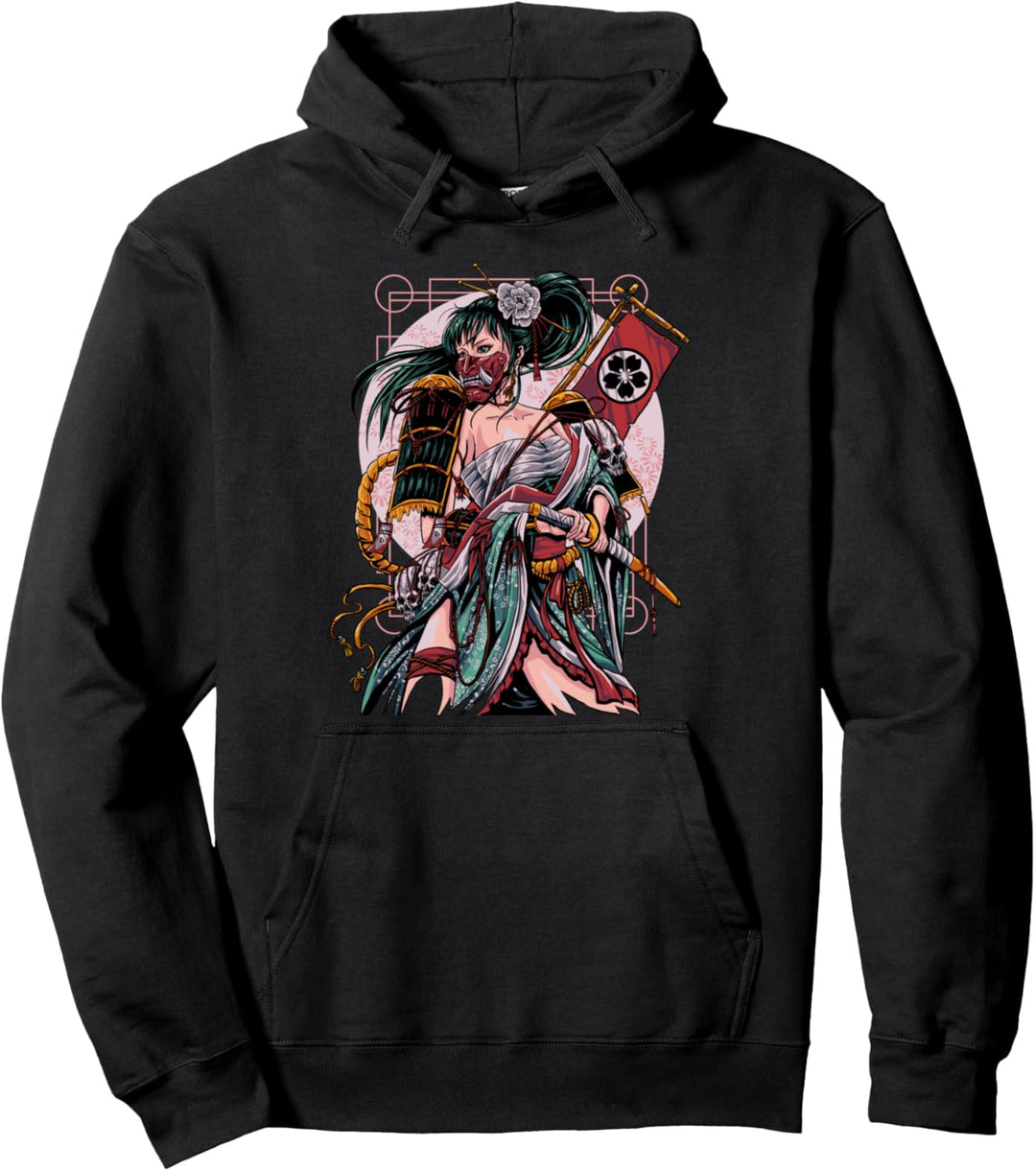 Samurai-Kriegerin Oni Pullover Hoodie