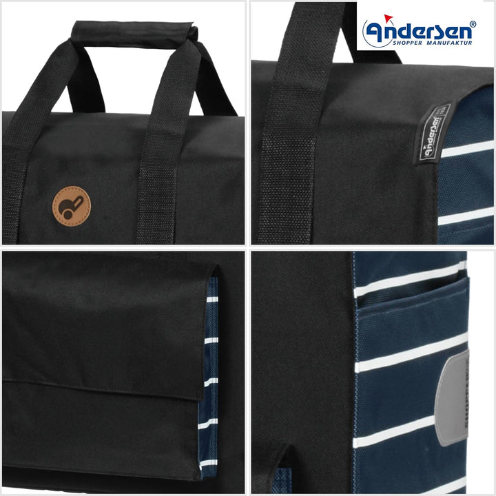 ANDERSEN Einkaufstrolley - Komfort Shopper Jella blau 51 L Einkaufsroller, hohe Qualität, stylisch,