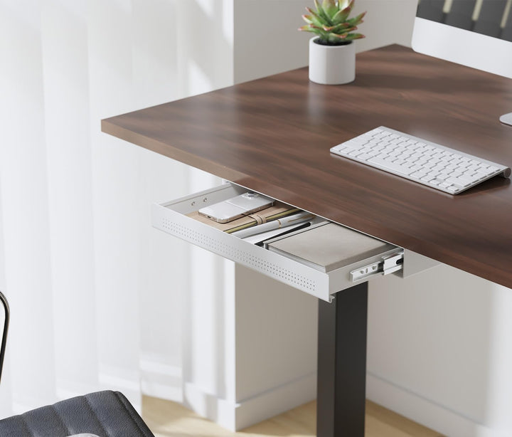 Ergolutions® Unterbau Schublade Slimline Weiss - Flache, Einfache Montage, Vollauszug, Für Büromater
