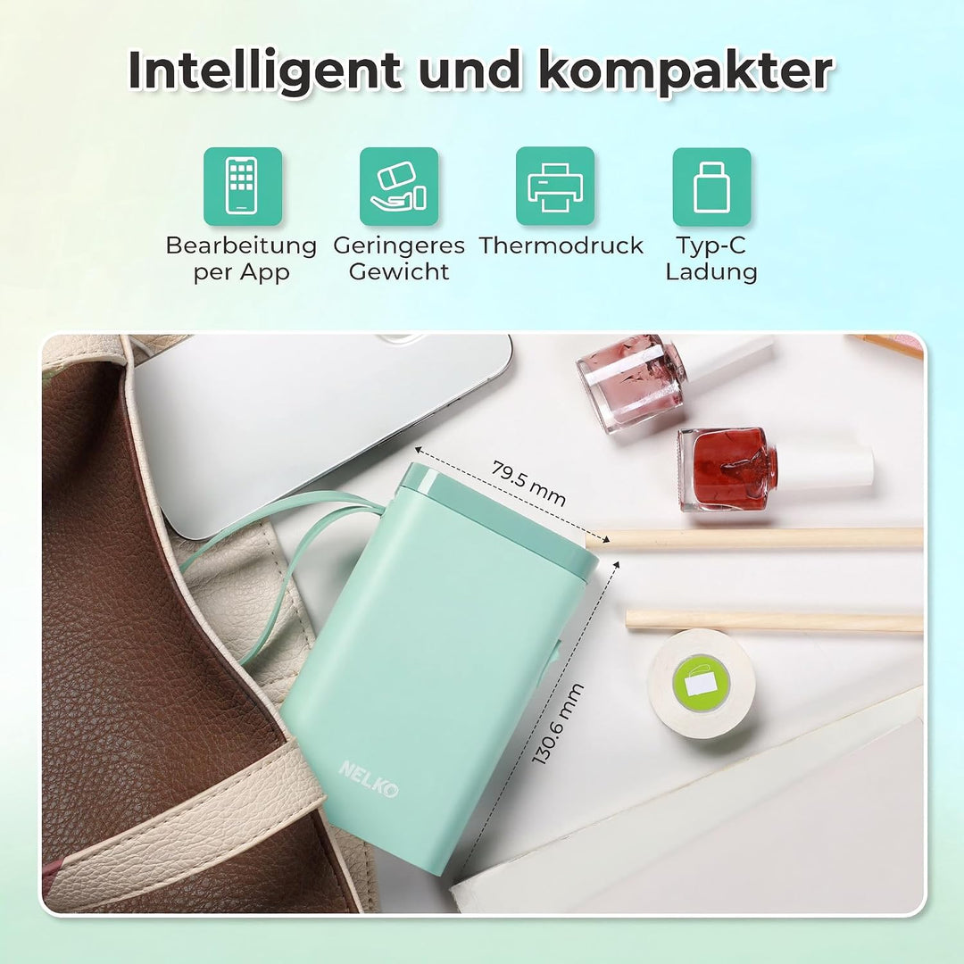 Nelko Etikettendrucker, Bluetooth P21 Selbstklebendes Etikettiergerät Tragbarer Beschriftungsgerät s