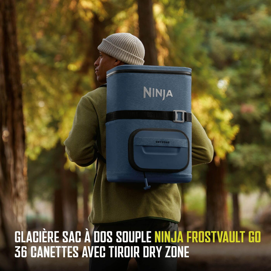 Ninja FrostVault Go Outdoor Flexibler 23-Liter-Kühlrucksack für 36 Dosen mit kalter Trockenzone, 2 K