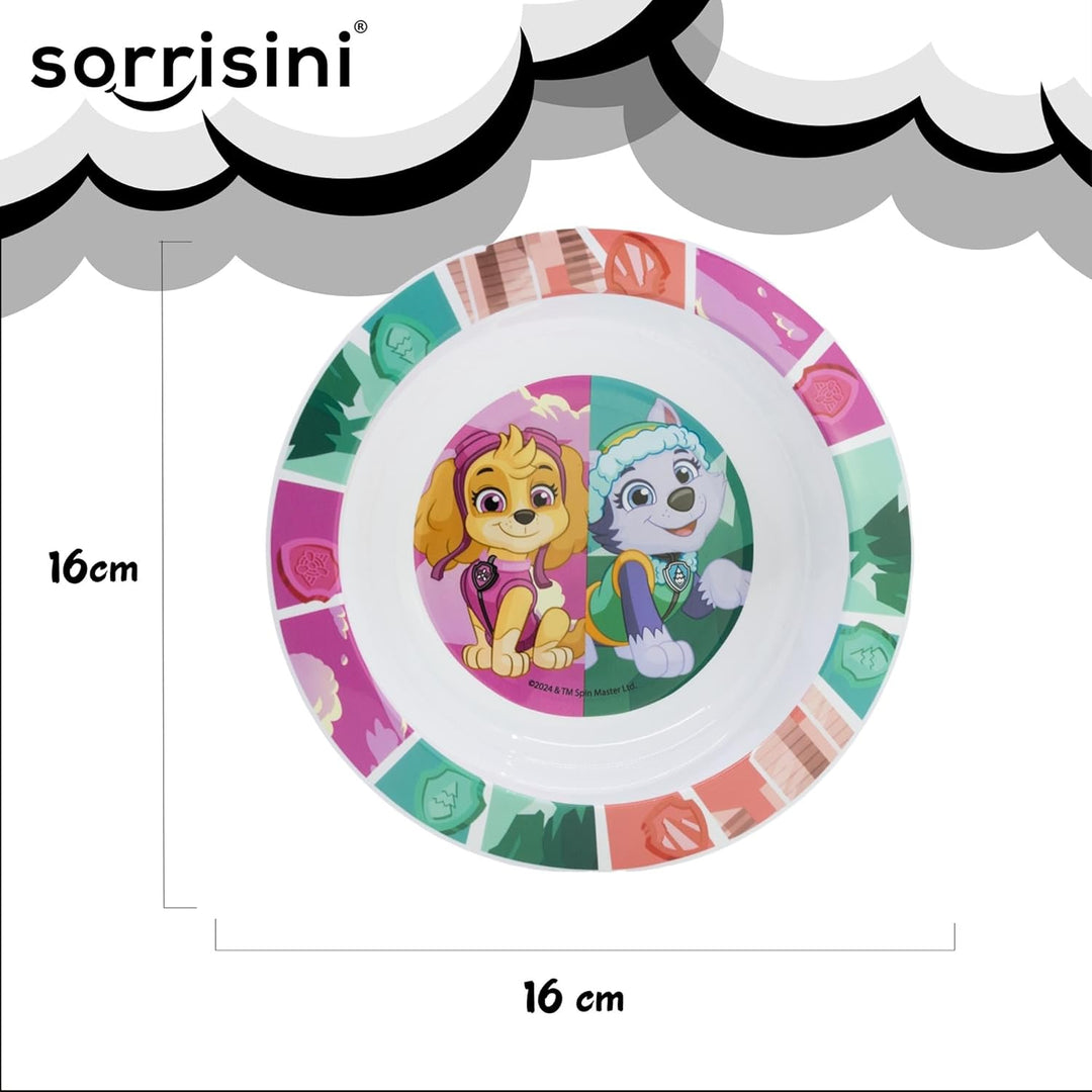 Sorrisini Kindergeschirr set Paw Patrol, Wiederverwendbares Babygeschirr Set, Kinder Essgeschirr, Mi