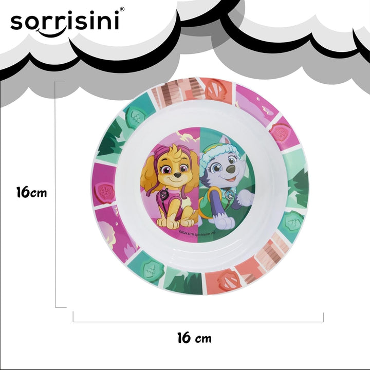 Sorrisini Kindergeschirr set Paw Patrol, Wiederverwendbares Babygeschirr Set, Kinder Essgeschirr, Mi