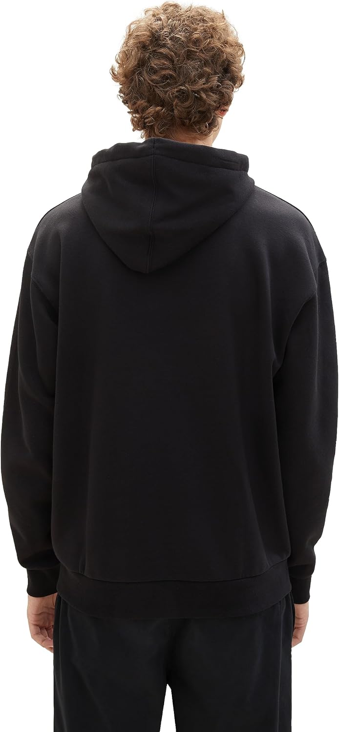 Tom Tailor Denim Herren 1043298 Hoodie Sweatshirt mit Logo-Print (1er Pack) S 29999-black, S 29999-b