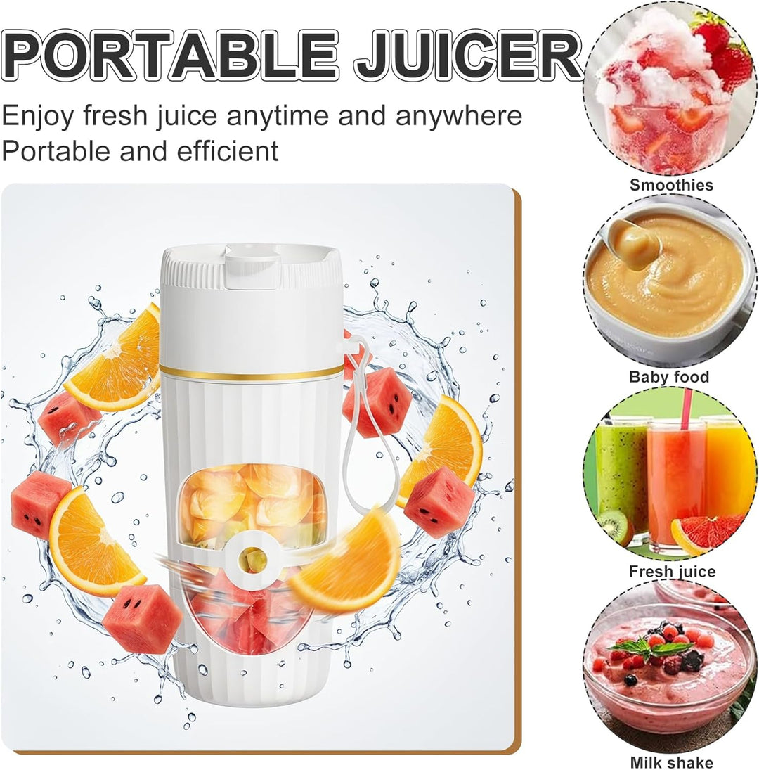 Tragbarer Mixer, 400ml Kleiner Entsafter, 65 Watt, USB Wiederaufladbarer Smoothie Maker, Fresh Juice
