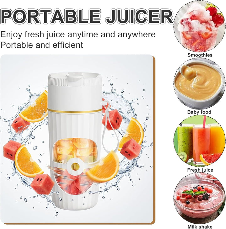 Tragbarer Mixer, 400ml Kleiner Entsafter, 65 Watt, USB Wiederaufladbarer Smoothie Maker, Fresh Juice