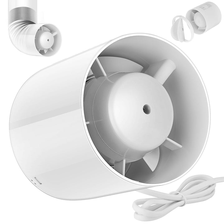 Rohrventilator 100mm, Rohrlüfter 130 m³/h, 34dB Leise, Abluftventilator Rohrlüfter 100mm, Rohrventil