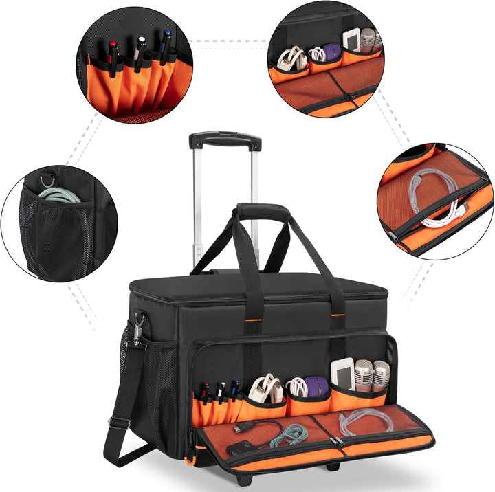 Trunab DJ Tasche Trolley mit Hart Gepolstertem Boden, Abnehmbaren Trennwänden und Dolly, DJ Kabel Ta