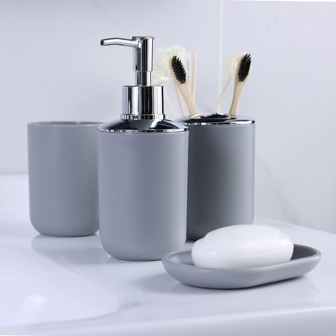 IMAVO Badezimmer-Zubehör-Set, 6-teilig, Kunststoff-Geschenk-Set, Zahnbürstenhalter, Zahnbürstenbeche