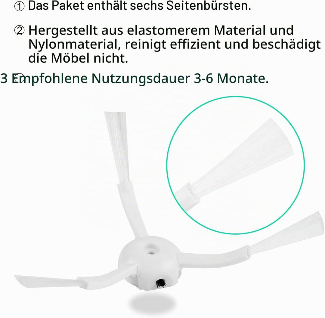 Zubehör für Xiaomi Saugroboter, 2 Zentralbürste&amp; 6 Seitenbürste&amp; 1 Reinigungshilfe&amp; 4 HEPA Filters,