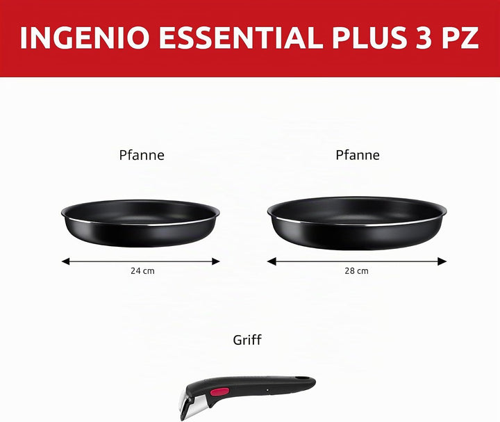 Lagostina Ingenio Essential Plus Antihaft-Töpfe und Pfannen-Set aus Aluminium für Gas und Backofen,