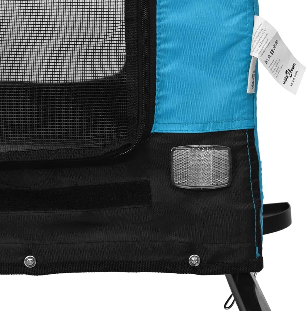 vidaXL Fahrradanhänger Hunde Grün und Schwarz Oxford-Gewebe &amp; Eisen Blau 53 x 124 x 53 cm, Blau 53 x