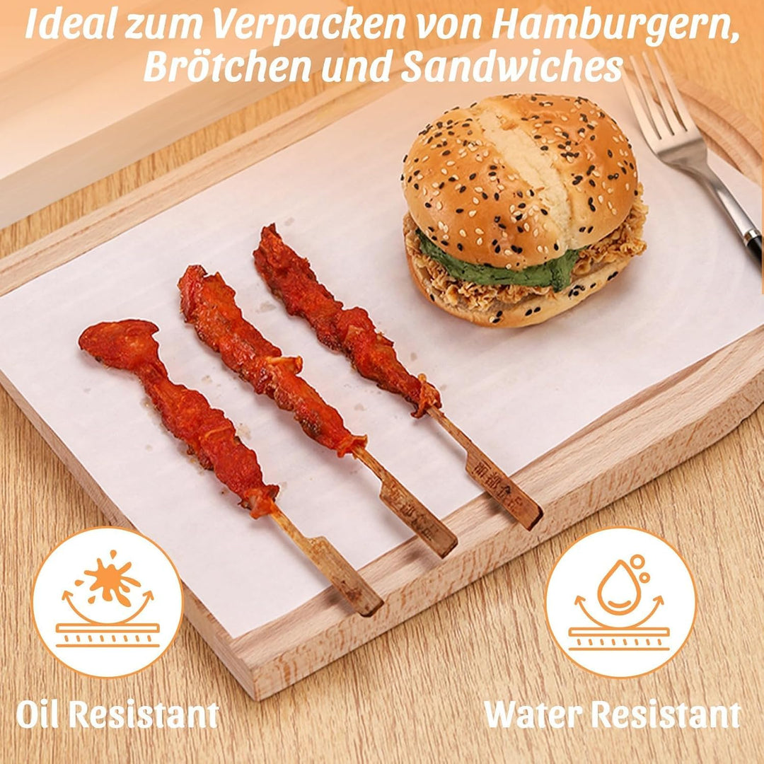 500 Blatt Butterbrotpapier, 28x38CM Butterpapier Zuschnitte, Käsepapier, Brotpapier Weiss, Wachspapi