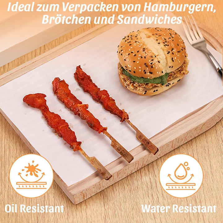 500 Blatt Butterbrotpapier, 28x38CM Butterpapier Zuschnitte, Käsepapier, Brotpapier Weiss, Wachspapi