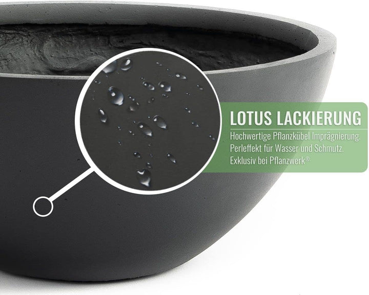 Pflanzwerk® Pflanzkübel Pflanzschale Bowl Ø 36cm Anthrazit *Frostbeständige Blumenschale* *Premiumqu