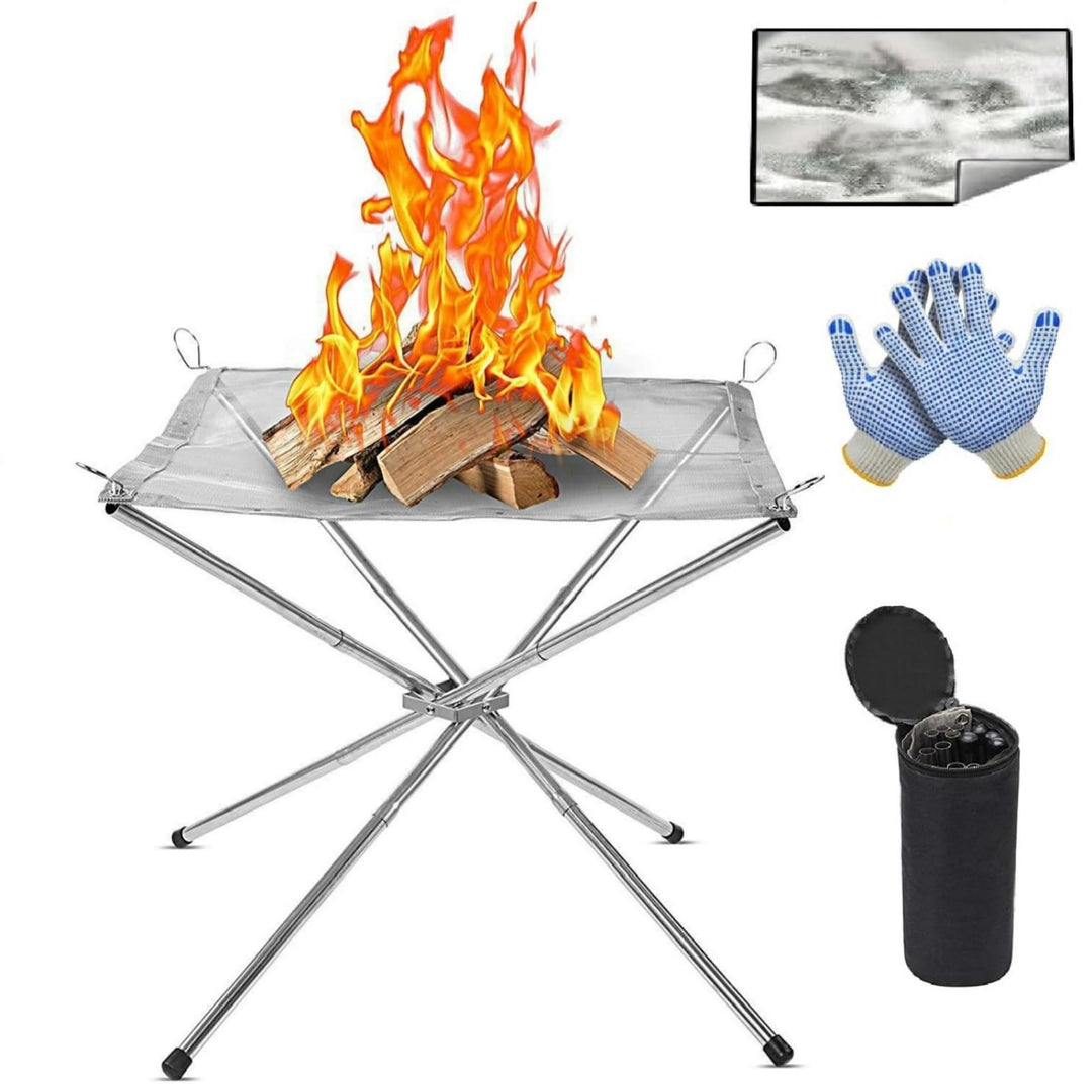 flintronic Fire Pit Outdoor, Tragbare Feuerstelle Fire Pit Outdoor mit Feuer Pit Mat und Carry Bag,
