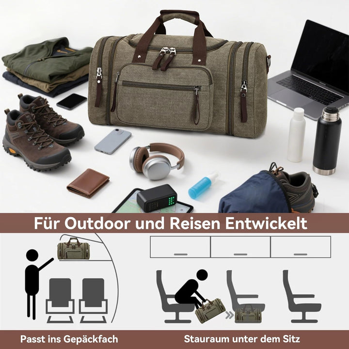 DORRISO Mode Herren Reisetasche Grosse Kapazität Erweiterbar Sporttasche 40L Elegant Handgepäck Tasc