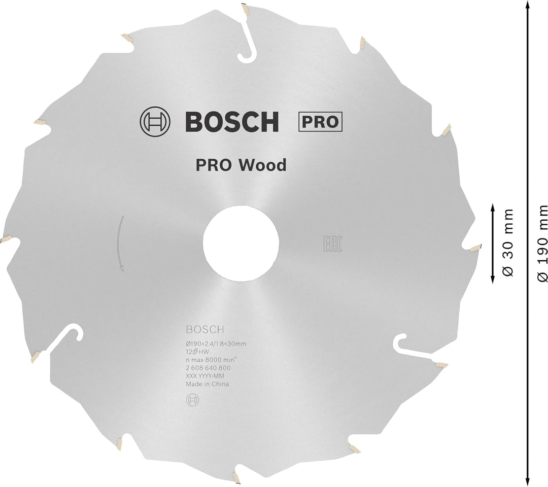Bosch 1x PRO Wood Kreissägeblatt für Akku-Handkreissägen (für Weichholz, Hartholz, Ø mm, Professiona