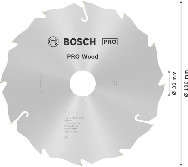 Bosch 1x PRO Wood Kreissägeblatt für Akku-Handkreissägen (für Weichholz, Hartholz, Ø mm, Professiona