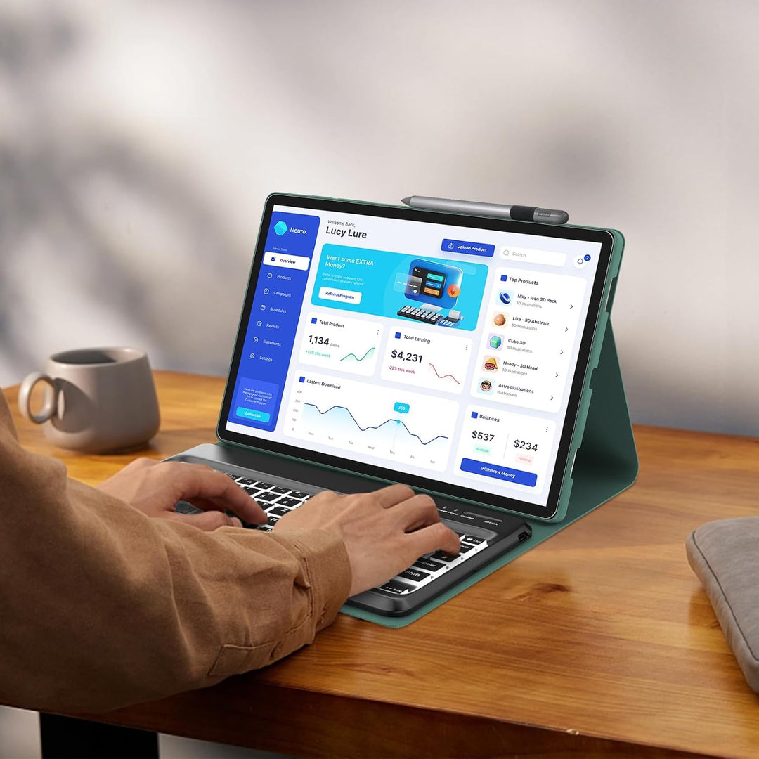 IVEOPPE Tastatur für Tab P12, Hülle mit Tastatur für P12 12.7" 2023, Magnetische 7 Farbige Beleuchtu