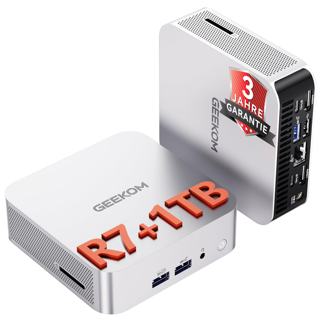 GEEKOM A8 Mini PC, AMD Ryzen 7 8845HS (8 Kerne 16 Threads, bis zu 5,1 GHz) Mini Gaming PC Windows 11