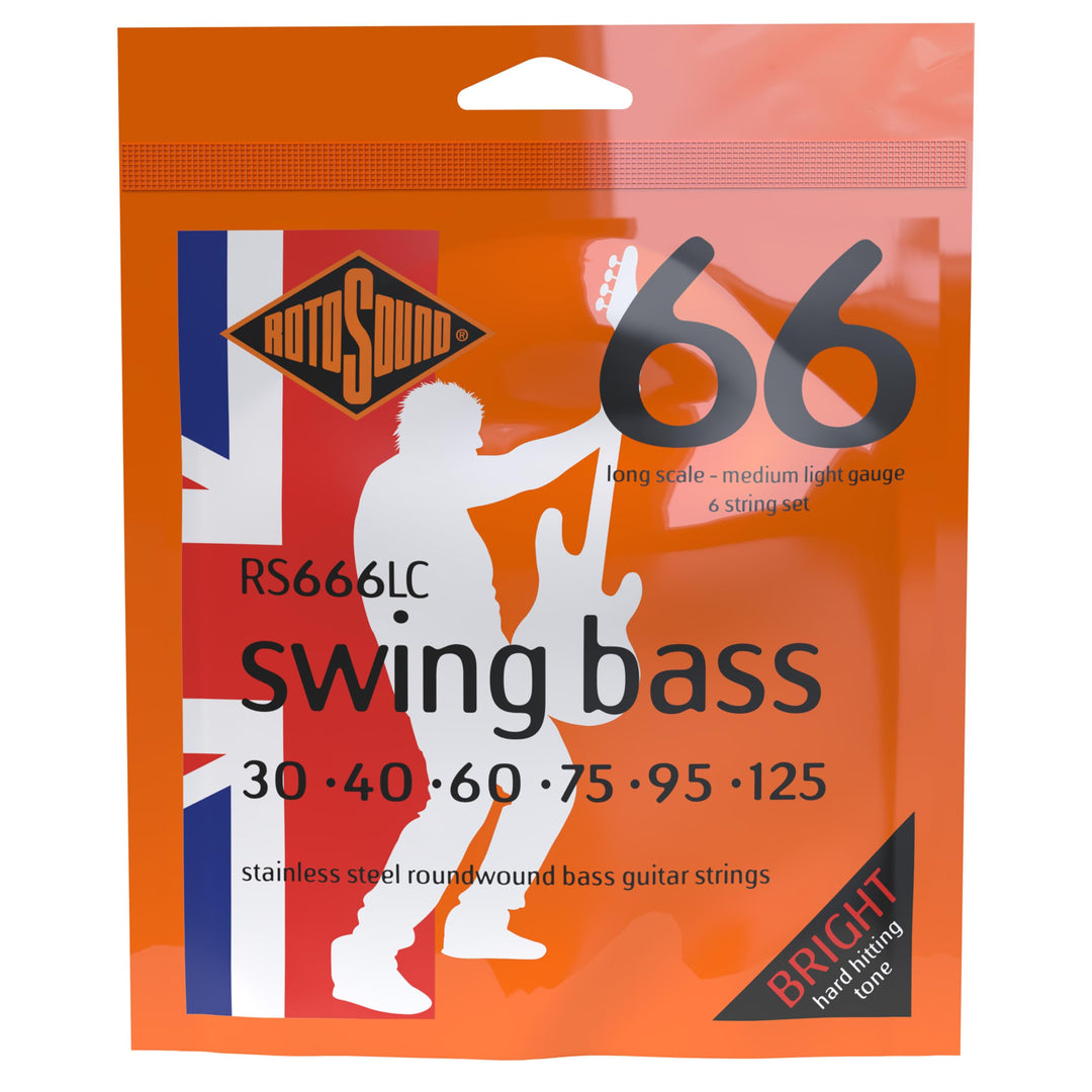 Rotosound Saiten für E-Bass Swing 66 Stainless Sets 6-STR. RS666LC Stainless Medium-Light 30-125