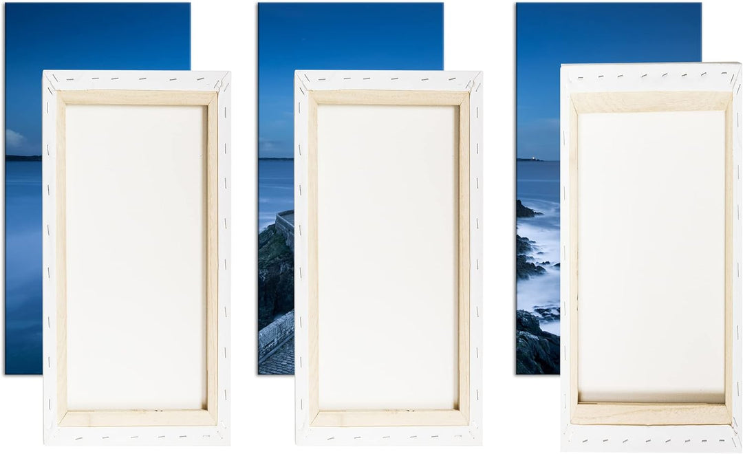 deyoli steiniger Weg zum Leuchtturm Format: 3Teilig als Leinwandbild, Motiv fertig gerahmt auf Echth