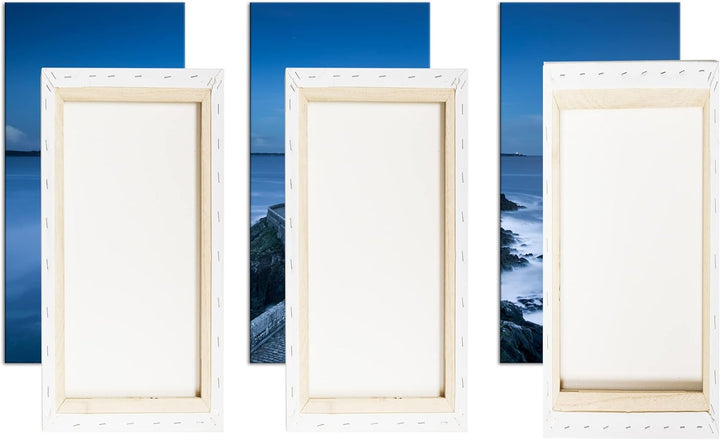 deyoli steiniger Weg zum Leuchtturm Format: 3Teilig als Leinwandbild, Motiv fertig gerahmt auf Echth