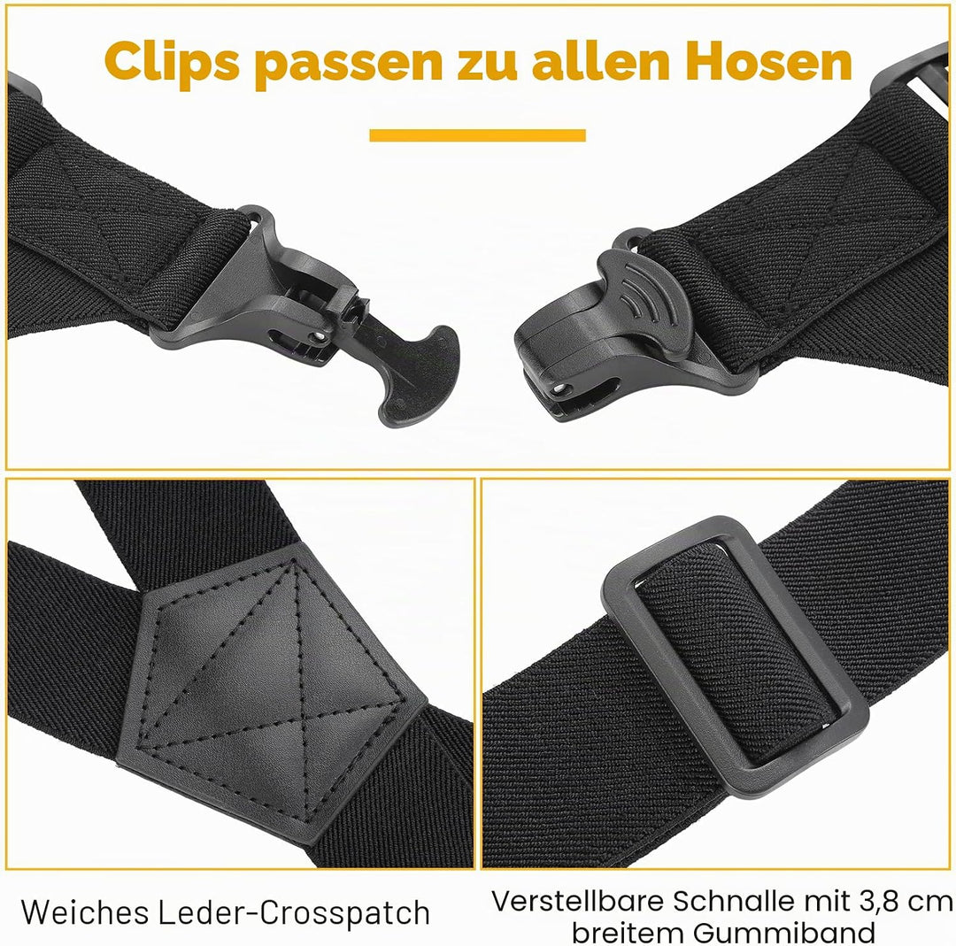 2 Stück Seitenclip, versteckte Hosenträger für Herren, Flughafenfreundliche Hosenträger verstellbar