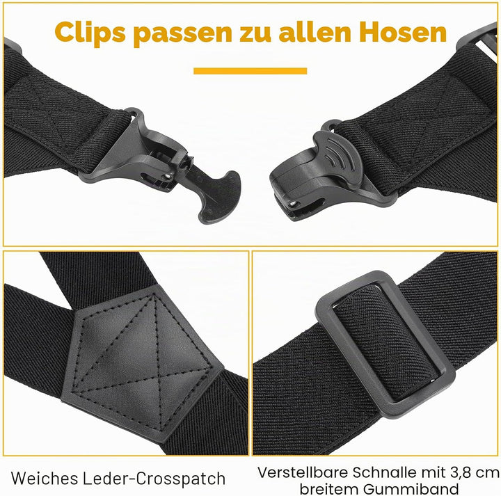 2 Stück Seitenclip, versteckte Hosenträger für Herren, Flughafenfreundliche Hosenträger verstellbar