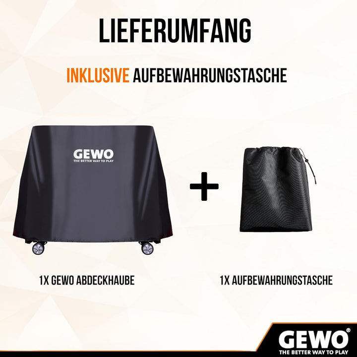 GEWO Robuste Universal Abdeckung für Tischtennisplatte Outdoor 600D Oxford Gewebe, Tischtennis Hülle