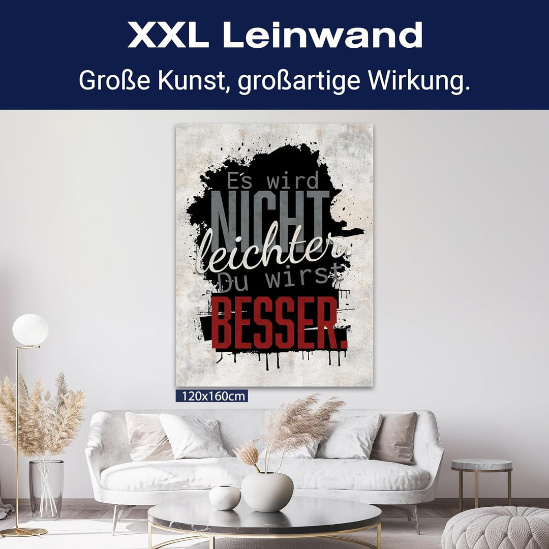 wandmotiv24 Motivations Motiv als Leinwandbild, 60x45cm, Hochformat, Motivation, Leichter, Beton, Gr
