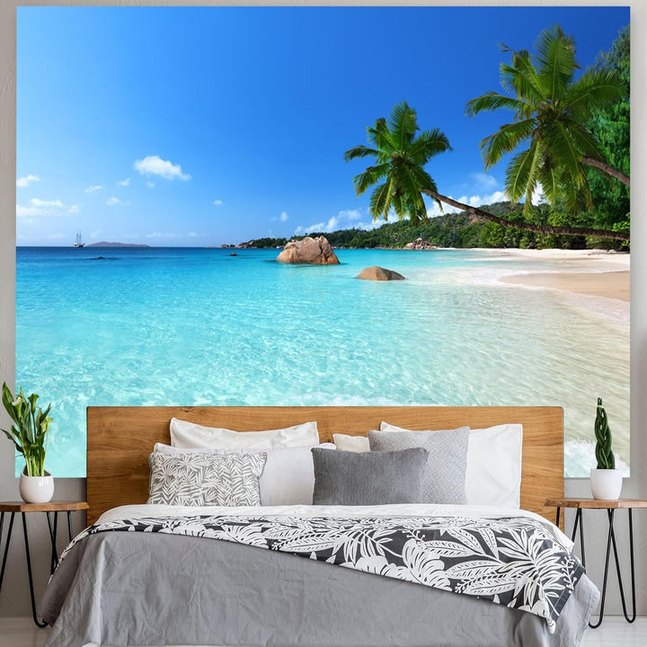 skcess Wandteppich 260x240CM，Ozean Strand Wandteppich Polyester Tapestry Blauer Himmel Wandteppich N