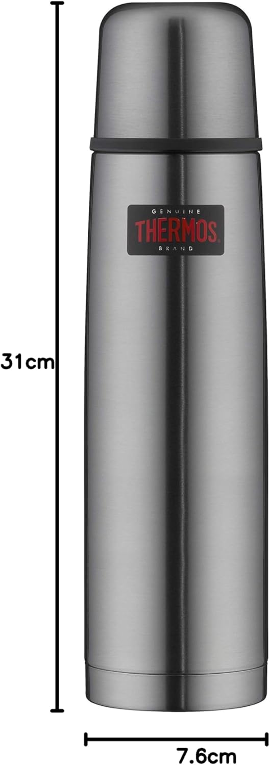 THERMOS LIGHT & COMPACT BEVERAGE BOTTLE 1l, stone grey, Thermosflasche Edelstahl, Isolierflasche gra