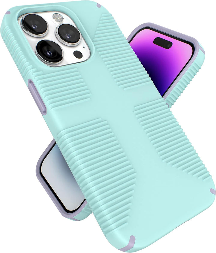 Speck Products Gemshell Grip Case passend für iPhone 14 Pro, 6,1 Zoll Modell, Helles Cyan/Lila, Hell