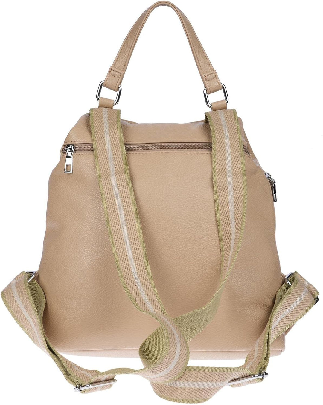 Christian Wippermann grosser Damen City Rucksack Tasche Body Bag Leder Optik Schultertasche Khaki, K