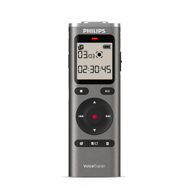 Philips DVT1170 VoiceTracer, Diktiergerät, Aufnahmegerät, 8GB, MicroSD-Steckplatz, 360°-Mikrofon