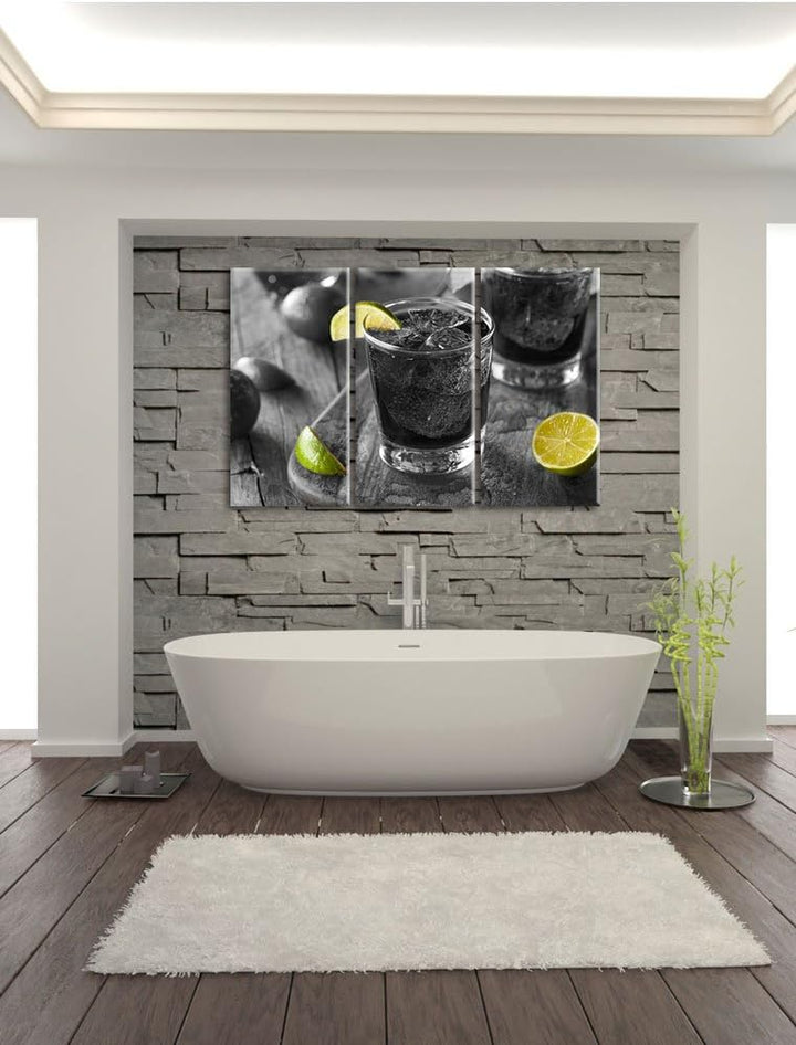 Pixxprint Erfrischender Cuba Libre als Leinwandbild/Grösse: 3 Teilig (120x80 cm) cm/Wandbild/Kunstdr
