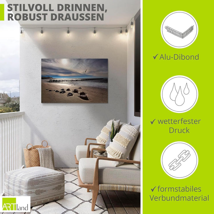 ARTland Wandbild Alu Verbundplatte für Innen & Outdoor Bild 60x40 cm Maritime Deko Landschaften Idyl